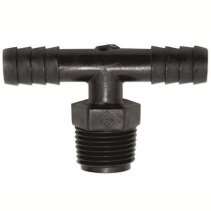 Picture of Valterra  Plastic Tee 3/8" Barb Run x 3/8" MNPT Branch Fresh Water Hose Connector RF833 10-0904                              