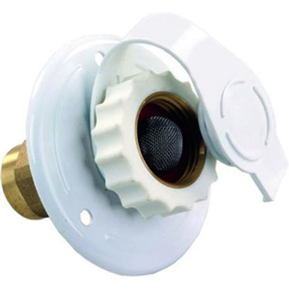 Picture of JR Products  White Metal Fresh Water Inlet w/Check Valve 62155 10-1104                                                       