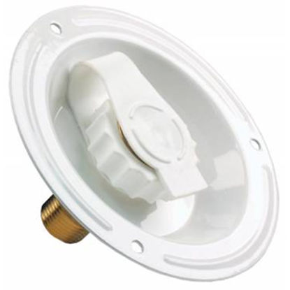 Picture of JR Products  White Metal Fresh Water Inlet w/Check Valve 62125 10-1107                                                       