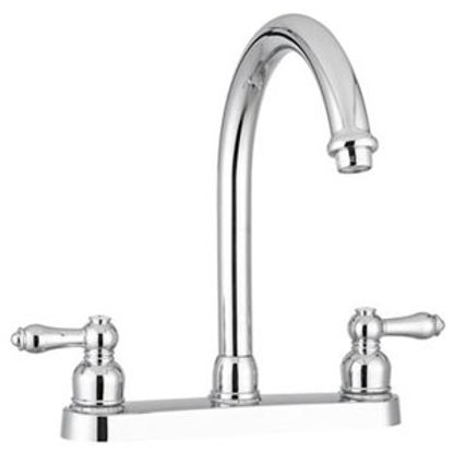 Picture of Dura Faucet  Chrome w/2 Teapot Handle Hi-Rise 8" Kitchen Faucet DF-PK340L-CP 10-1174                                         