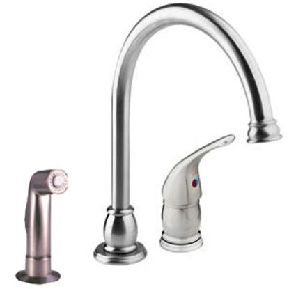 Picture of Dura Faucet Designer Series Nickel w/Single Lever Kitchen Faucet w/Gooseneck Spout DF-NMK301SP-SN 10-1285                    
