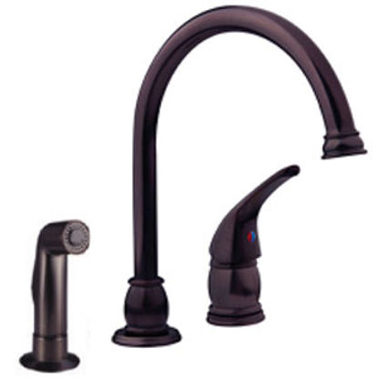 Picture of Dura Faucet Designer Series Bronze w/Single Lever Kitchen Faucet w/Gooseneck Spout DF-NMK301SP-VB 10-1286                    