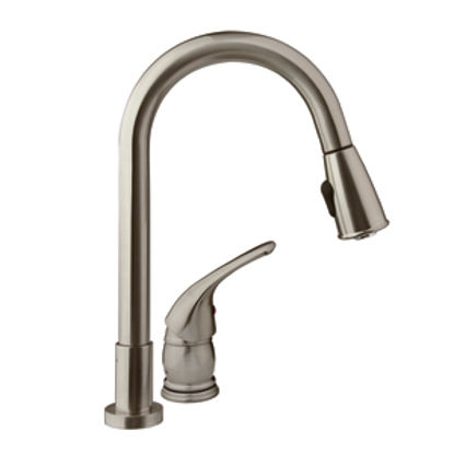 Picture of Dura Faucet  Nickel w/Single Lever Kitchen Faucet w/Pull-Down Spout DF-NMK503-SN 10-1287                                     