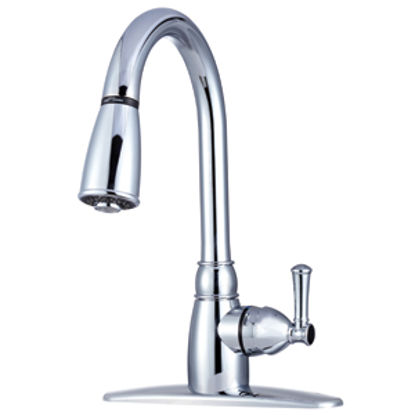 Picture of Dura Faucet  Chrome w/Single Lever 8" Kitchen Faucet w/Pull-Down Spout DF-PK160-CP 10-1294                                   