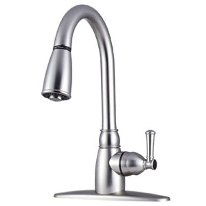 Picture of Dura Faucet  Nickel w/Single Lever 8" Kitchen Faucet w/Pull-Down Spout DF-PK160-SN 10-1296                                   