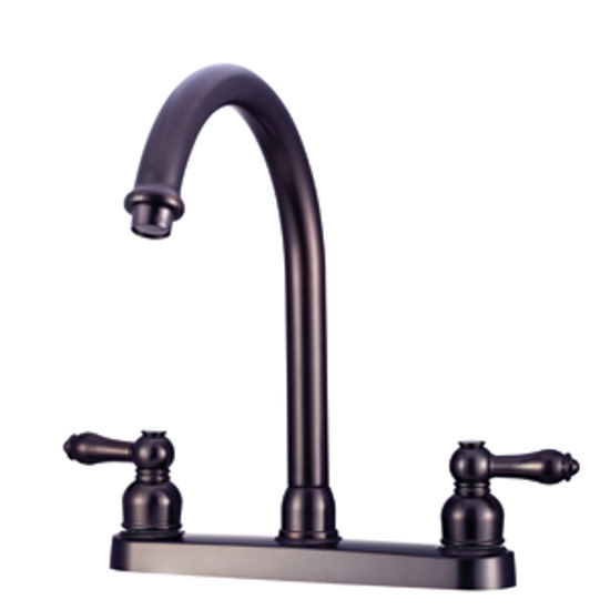 Picture of Dura Faucet  Bronze w/Teapot Handles Hi Rise 8" Kitchen Faucet DF-PK340L-VB 10-1304                                          