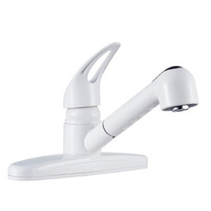 Picture of Dura Faucet  White w/Single Lever 8" Kitchen Faucet w/Pull-Out Spout DF-PK100-WT 10-1309                                     