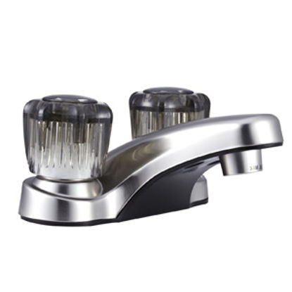 Picture of Dura Faucet  Nickel w/Smoke Knobs 4" Lavatory Faucet DF-PL700S-SN 10-1319                                                    