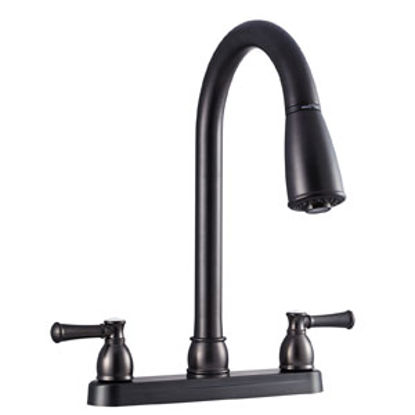 Picture of Dura Faucet  Bronze w/Teapot Handles 8" Kitchen Faucet w/Pull-Down Spout DF-PK350L-VB 10-1346                                