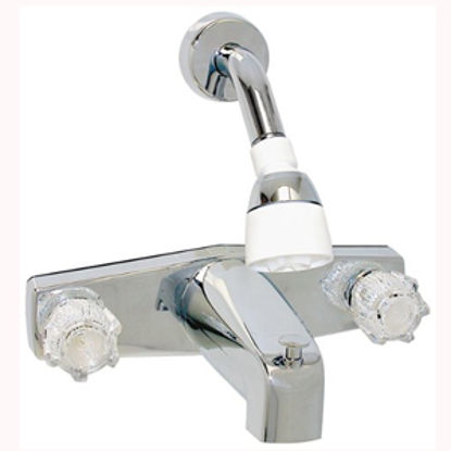 Picture of Phoenix Faucets  Chrome w/Clear Knobs 8" Lavatory Faucet PF214348 10-1453                                                    