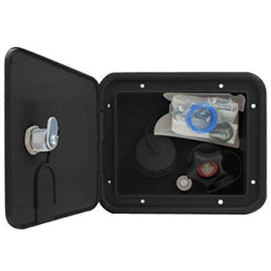 Picture of Valterra  Black Brass Lockable Gravity Hatch Fresh Water Inlet A01-2000BKVP 10-1616                                          