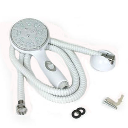 Picture of Camco  White Handheld Shower Head w/5 Spray Settings & 60" Hose 43714 10-1664                                                