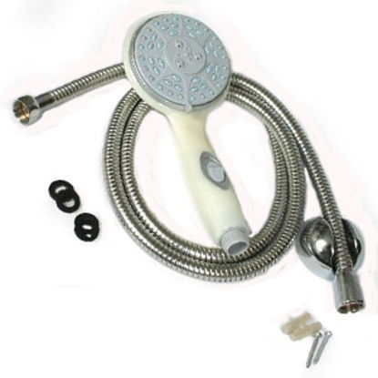 Picture of Camco  Off-White Handheld Shower Head w/5 Spray Settings & 60" Hose 43715 10-1667                                            