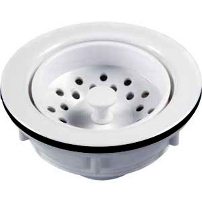 Picture of JR Products  3-1/2" To 4" White Plastic Sink Strainer 95275 10-1708                                                          