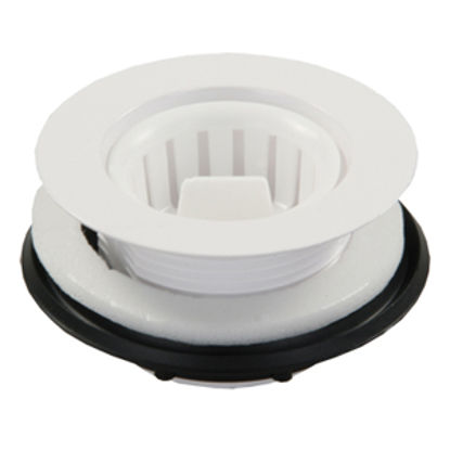 Picture of JR Products  2" White Plastic Sink Strainer w/Basket 95015 10-1741                                                           