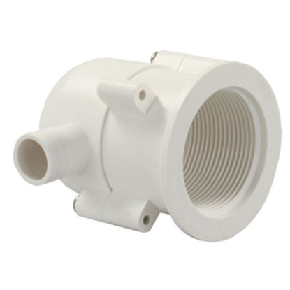 Picture of JR Products  White Vinyl Drain Trap 95195 10-1759                                                                            