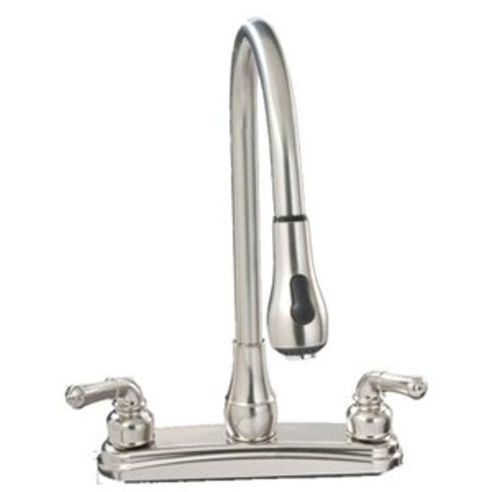 Picture of Empire Brass  Nickel w/Teapot Handles 8" Kitchen Faucet w/Gooseneck Spout U-YNN2000N 10-2294                                 