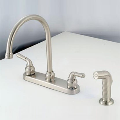 Picture of American Brass  Nickel w/Teapot Handles 8" Kitchen Faucet w/Gooseneck Spout NN801GSN 10-2315                                 