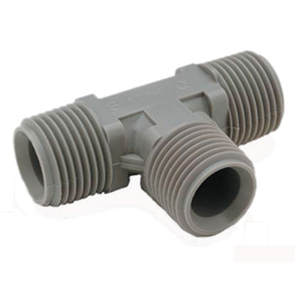 Picture of QEST Qicktite (R) 3/4" Run x 1/2" MPT Branch Gray Acetal Fresh Water Tee  10-3014                                            