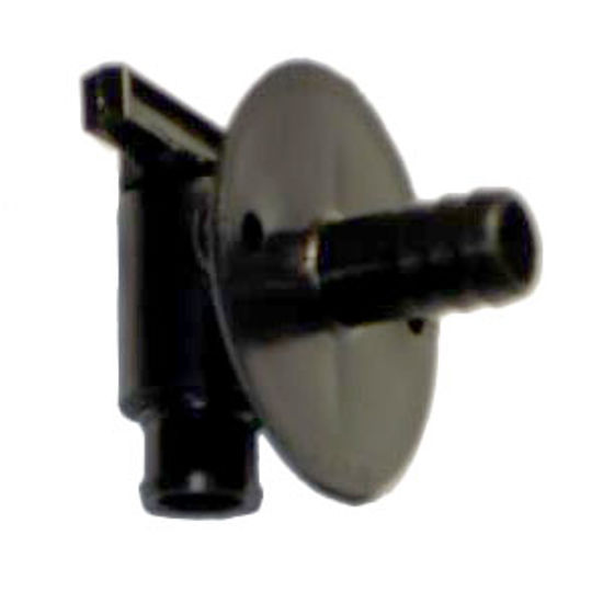 Picture of Petersen Molding  Black Plastic 1/2" Barb Fresh Water Tank Drain Valve w/Flange 18-958 BLACK 10-3806                         