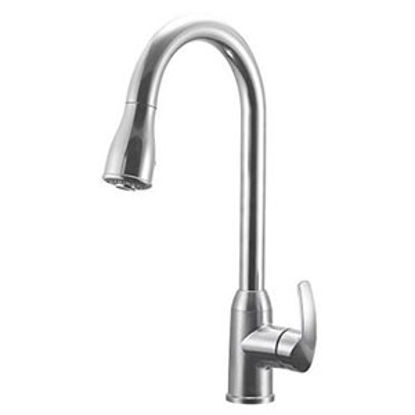 Picture of Dura Faucet  Nickel w/Single Lever Kitchen Faucet w/Gooseneck Spout DF-NMK508-SN 10-3813                                     