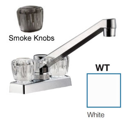 Picture of Dura Faucet  White w/Smoke Knobs 4" Kitchen Faucet DF-PK640S-WT 10-3818                                                      