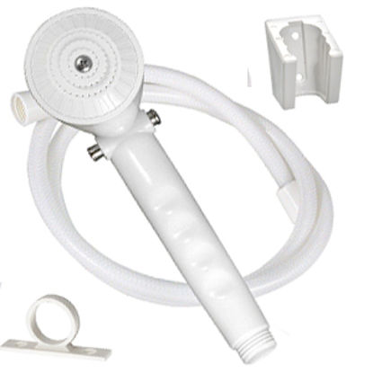 Picture of Phoenix Faucets  White Handheld Shower Head w/Single Spray Setting & 60" Hose PF276024 10-5128                               