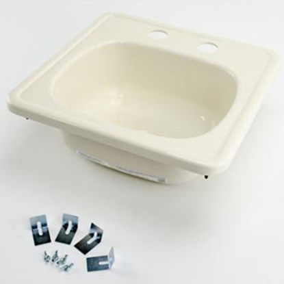 Picture of Better Bath  14-11/16" Square Parchment ABS Plastic Outdoor Kitchen Sink 209356 10-5709                                      