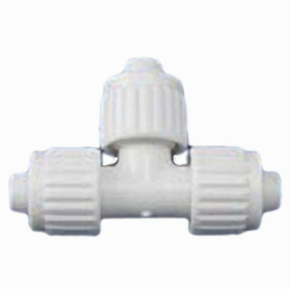 Picture of Flair-It  1/2" PEX Run x 3/4" PEX Branch White Plastic Fresh Water Tee 06824 10-7004                                         