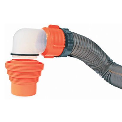 Picture of Camco RhinoFLEX (TM) 4-IN-1 Connector w/Translucent Swivel Elbow Sewer Hose Connector 39733 11-0031                          