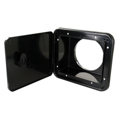 Picture of JR Products  Black 5-7/8"RO Lockable Multi-Purpose Hatch Access Door L8D83-A 11-0066                                         