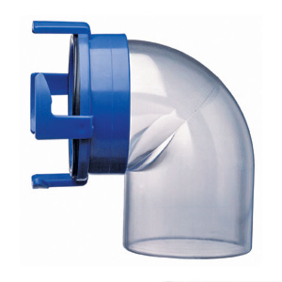 Picture of Prest-o-Fit Blue Line (R) Clear Four Hook Bayonet 90Deg Sewer Hose Connector 1-0021 11-0222                                  