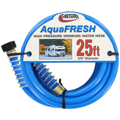 Picture of Valterra Aqua Fresh Blue 5/8"x25' Fresh Water Hose w/Gripper & Pre-installed Hose Saver W01-9300 11-0438                     
