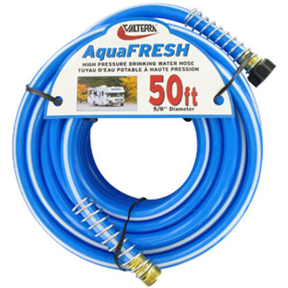 Picture of Valterra Aqua Fresh Blue 5/8"x50' Fresh Water Hose w/Gripper & Pre-installed Hose Saver W01-9600 11-0439                     