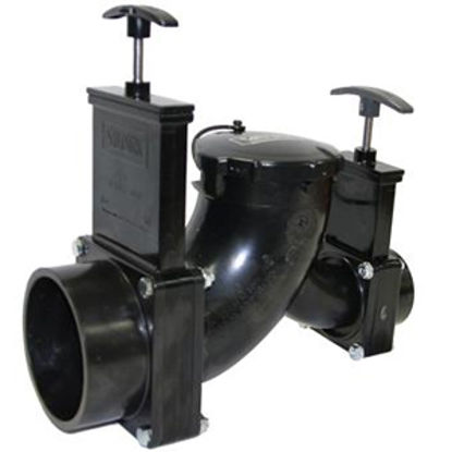Picture of Valterra  3" Handle Actuated Ell Double Rotating Waste Valve w/Plastic Handle T80 11-0634                                    