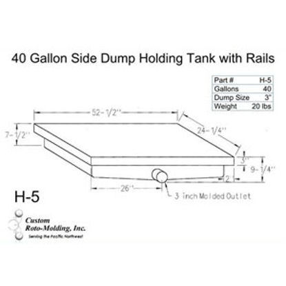 Picture of Custom Roto Molding  40 Gal Side Dump Polyethylene Waste Holding Tank H-5 11-1016                                            