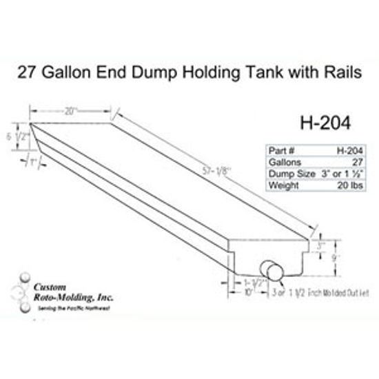 Picture of Custom Roto Molding  27 Gal End Dump Polyethylene Waste Holding Tank H-204 11-1025                                           