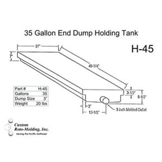 Picture of Custom Roto Molding  40 Gal End Dump Polyethylene Waste Holding Tank H-45 11-1031                                            