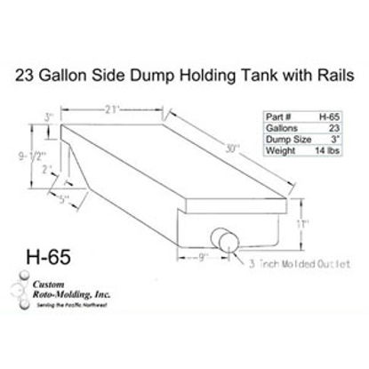 Picture of Custom Roto Molding  25 Gal End Dump Polyethylene Waste Holding Tank H-65 11-1038                                            