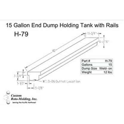 Picture of Custom Roto Molding  15 Gal End Dump Polyethylene Waste Holding Tank H-79 11-1042                                            