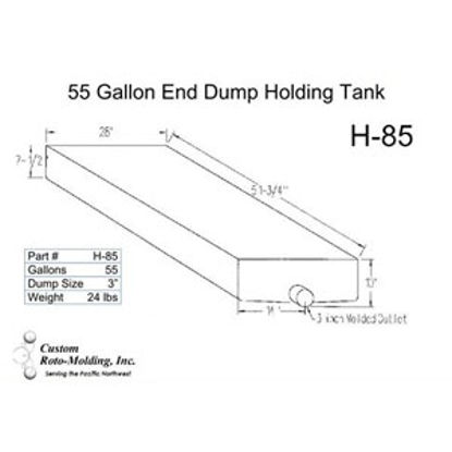 Picture of Custom Roto Molding  55 Gal End Dump Polyethylene Waste Holding Tank H-85 11-1043                                            