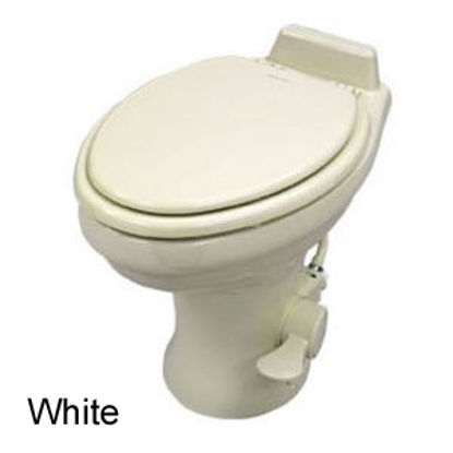 Picture of Dometic 320 Series White 14" Pedal Flush Ceramic Permanent Toilet w/ Hand Sprayer 302321781 12-0050