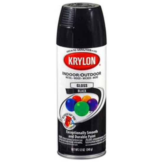 Picture of Krylon  12Oz Gloss Black Aerosol Spray Can Paint For Indoor/ Outdoor 51601 13-0556                                           