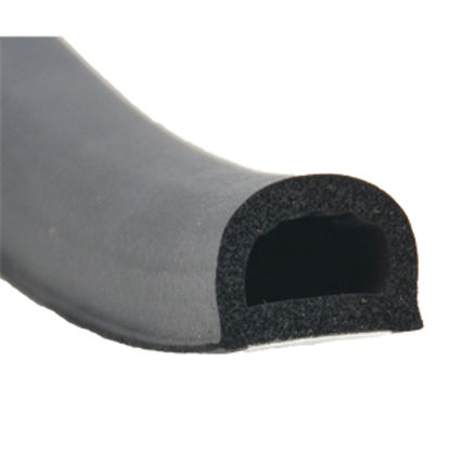 Picture of AP Products  Black 3/4"W x 1/2"H x 50'L Non-Ribbed D Seal w/ Tape 018-318 13-1042                                            