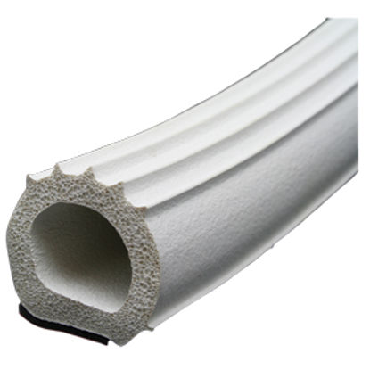 Picture of AP Products  White 1-1/2"W x 1/2"H x 50'L Ribbed Foam D Seal 018-1097 13-1099                                                