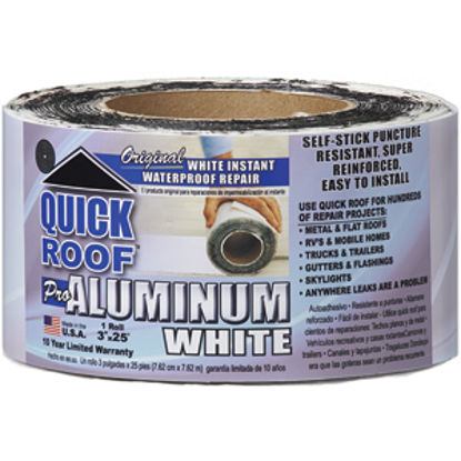 Picture of Quick Roof  White 3" x 25' Roll Aluminum Foil Roof Repair Tape WQR325 13-1442                                                