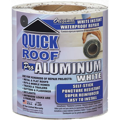 Picture of Quick Roof  White 6" x 25' Roll Aluminum Foil Roof Repair Tape WQR625 13-1443                                                