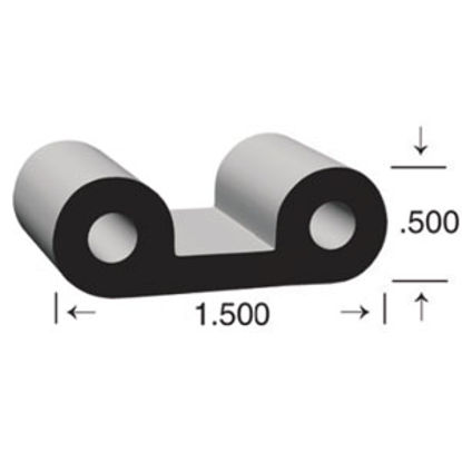 Picture of Clean Seal  Black/EPDM 1-1/2" W x 1/2" Thick x 50' Truck Bed Double D Seal 50500H2-50 13-1770                                