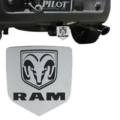 Picture of Pilot Licensed 1-1/4" Chrome/Black Ram Die Cast Metal Hitch Cover CR-311 14-0921                                             