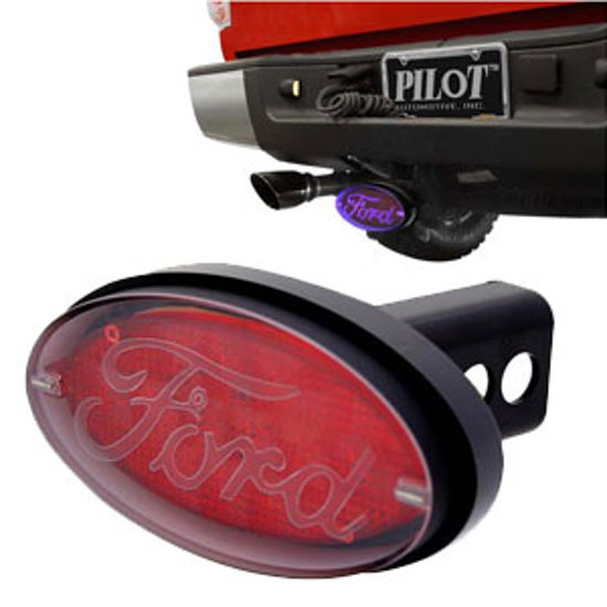 Picture of Pilot  2" Blue/Black Ford ABS Hitch Cover w/LED light CR-017F 14-0923                                                        